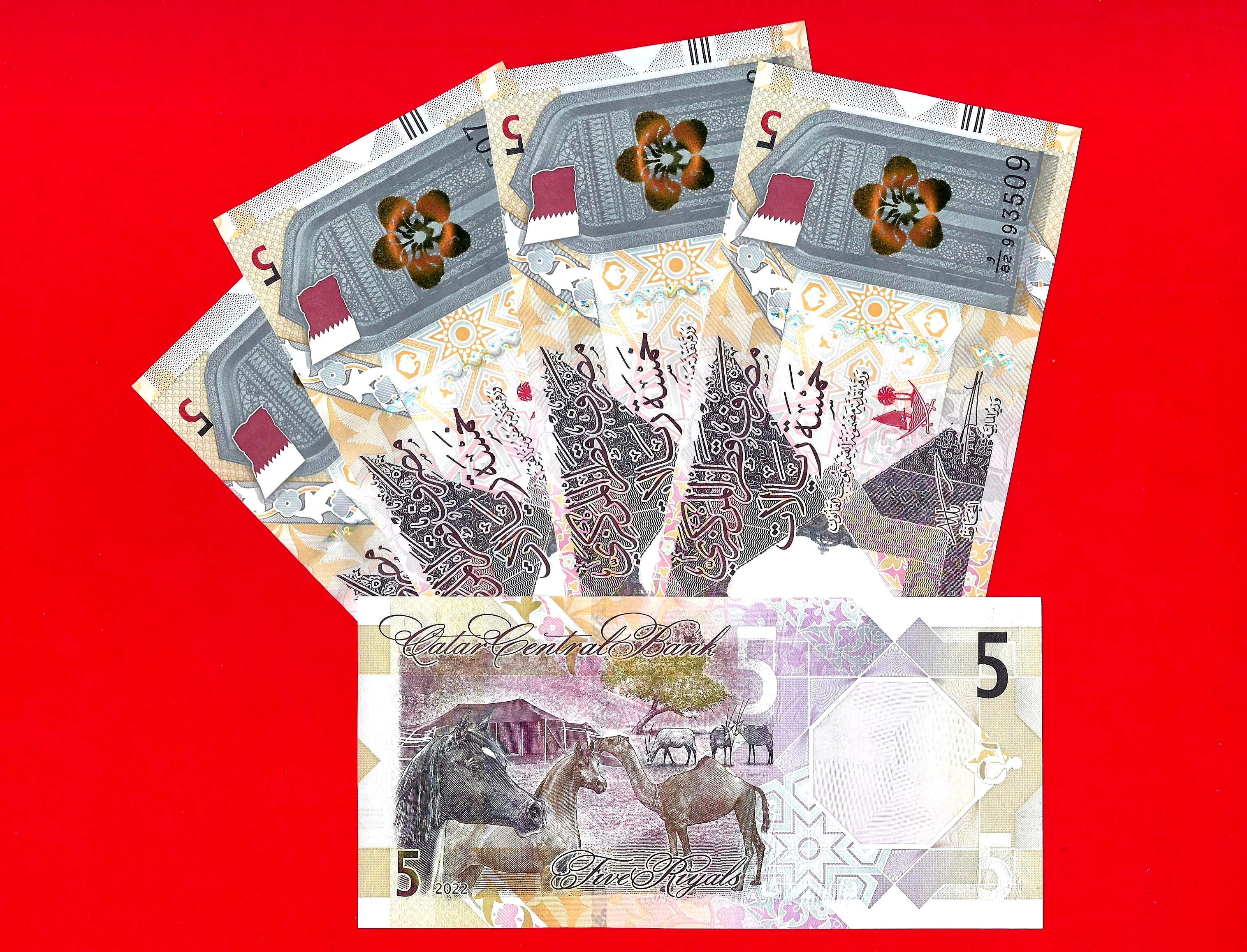 5x Qatar 5 riyals 2022 P-33b UNC - trakyakoleksiyon.com