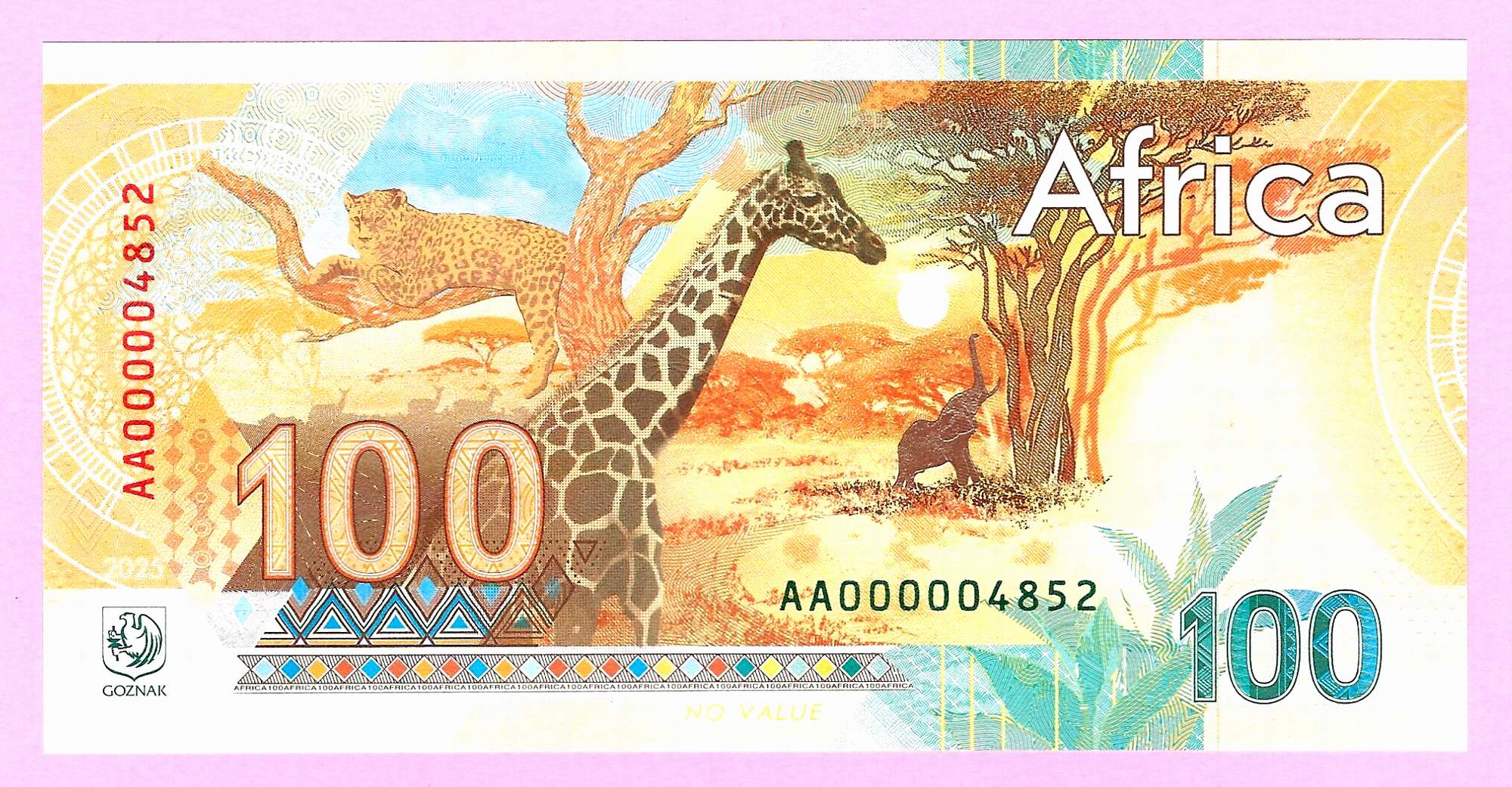 Russia Test Note 100 GOZNAK Africa Lion UNC (TK 19 125 ...