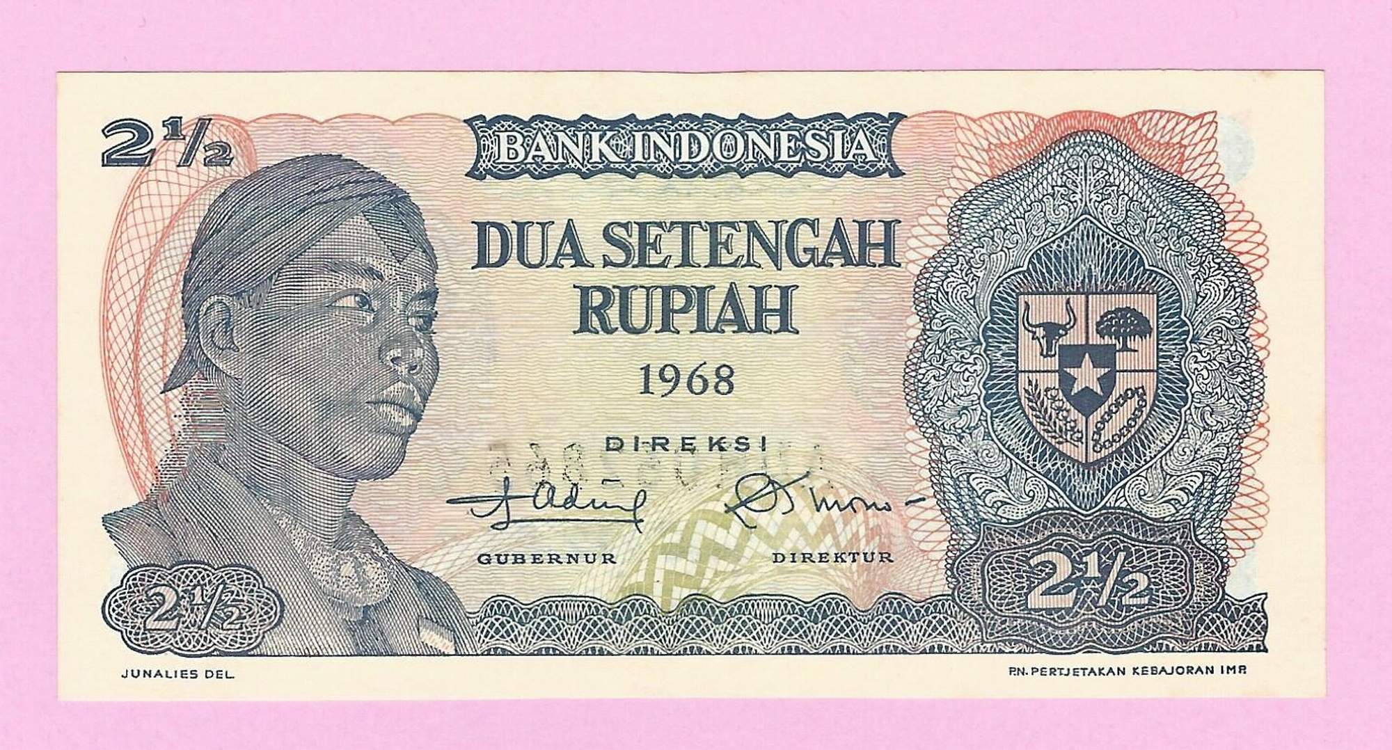 INDONESIA 2 12 RUPEES 1968 P 103. UNC (TK 19 697) - trakyakoleksiyon.com